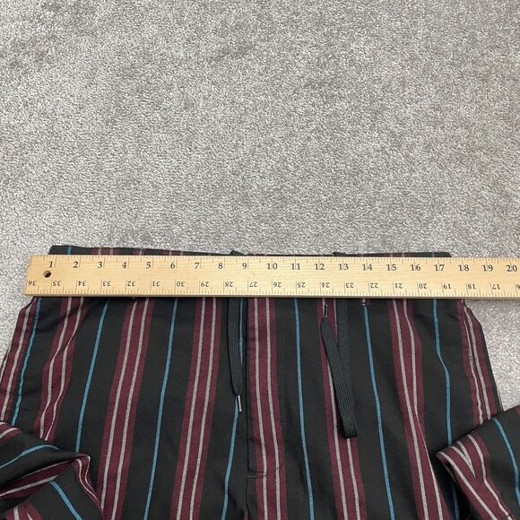 Urban Outfitters Cropped Pants Mens 34 Maroon Black Striped Straight Drawstring - Picture 11 of 15